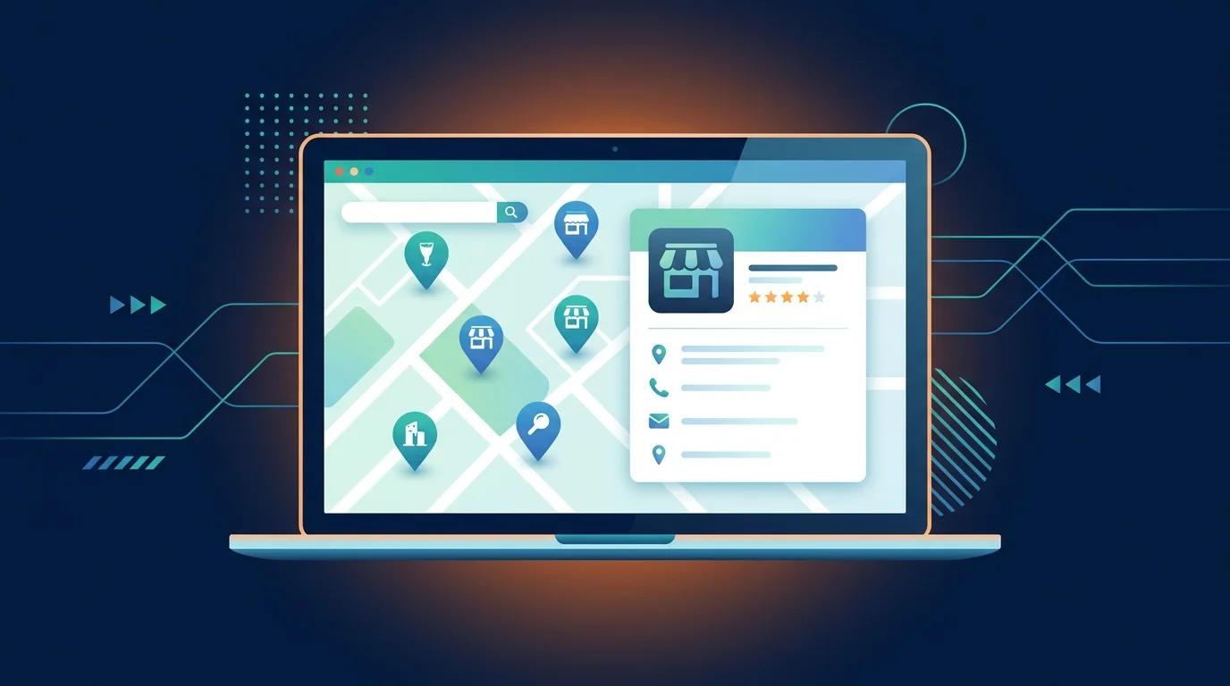 Bing Places for Business local listing on a laptop screen